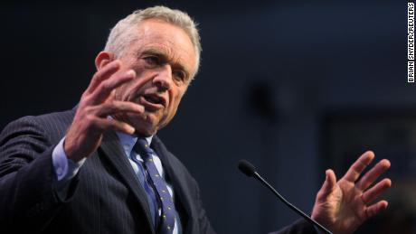 Robert F. Kennedy Jr. speaks at the NH Institute of Politics at St. Anselm College in Manchester, New Hampshire, on March 3, 2023.