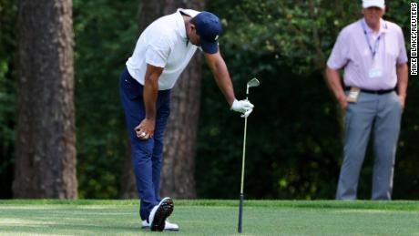 Woods could be seen visibly struggling with movement at The Masters.