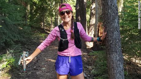 Emily Halnon runs through Diamond Peak Wilderness on the Pacific Crest Traail.