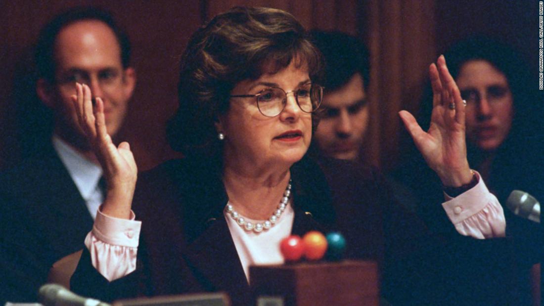 Feinstein attends a Senate Judiciary Committee hearing in 1998 on how to protect the nation&#39;s critical infrastructure from sabotage and information warfare.