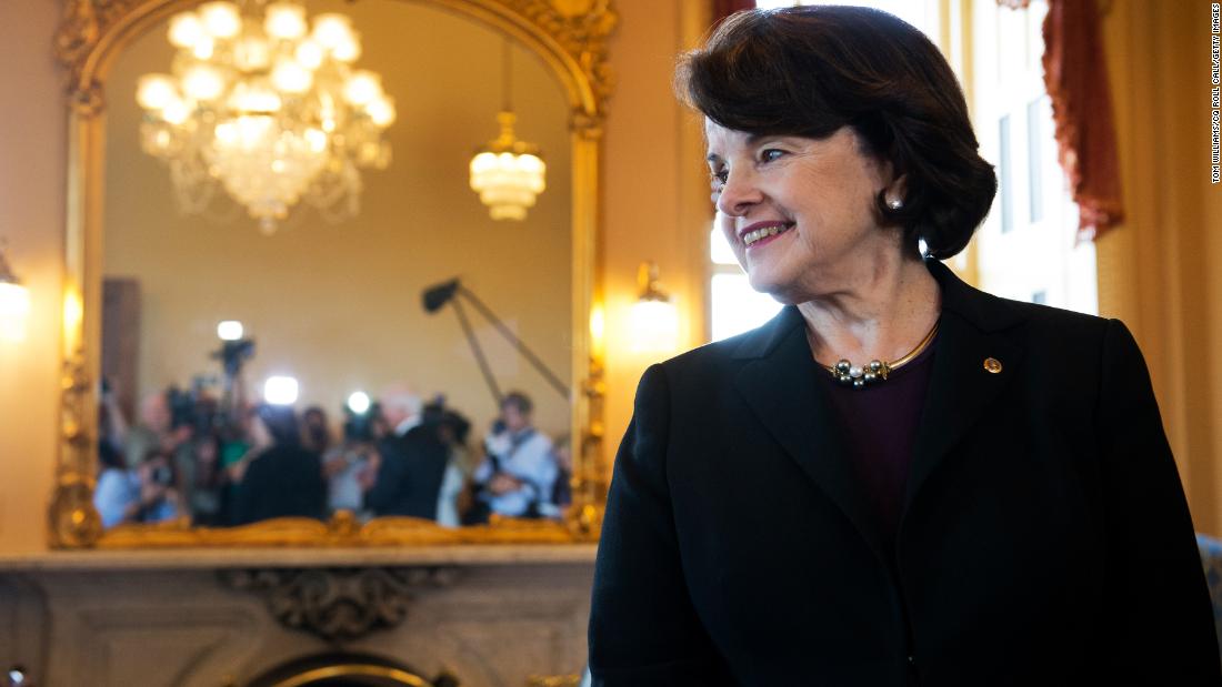 Feinstein waits for the arrival of Pakistan&#39;s Foreign Minister Hina Rabbani Khar before a lunch with other members of the Senate Intelligence Committee in the Capitol in 2012.