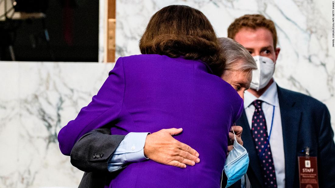Feinstein embraces Chairman Lindsey Graham as Barrett&#39;s confirmation hearings come to a close in 2020. She angered her democratic colleagues for &lt;a href=&quot;https://www.cnn.com/2020/10/22/politics/republican-reaction-dianne-feinstein/index.html&quot; target=&quot;_blank&quot;&gt;praising Graham&lt;/a&gt; and his handling of the hearings while Democrats were trying to characterize them as an illegitimate sham.&lt;br /&gt;