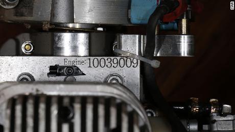 The main serial number on a Mado-manufactured MD-550 engine, documented by a CAR field investigation team in Kyiv, Ukraine on November 2, 2022.