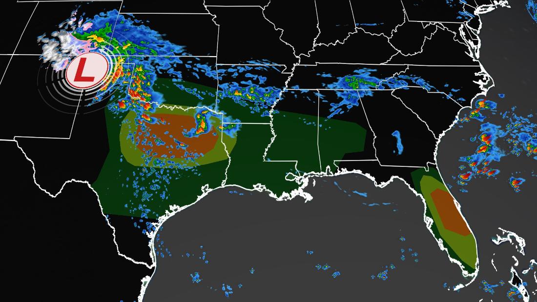 NextImg:Severe storms threaten 50 million today from Texas to Florida, with giant hail and tornadoes possible for some