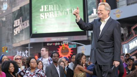 NEW YORK - OCTOBER 11:  TV Host Jerry Springer celebrates the taping of &quot;The Jerry Springer Show&quot; 20th anniversary show at Military Island, Times Square on October 11, 2010 in New York City.  (Photo by Michael Loccisano/Getty Images)