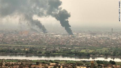 Black smoke billows over Khartoum  in conflict-ridden Sudan, where the country&#39;s armed forces and the RSF have agreed to a seven-day ceasefire.