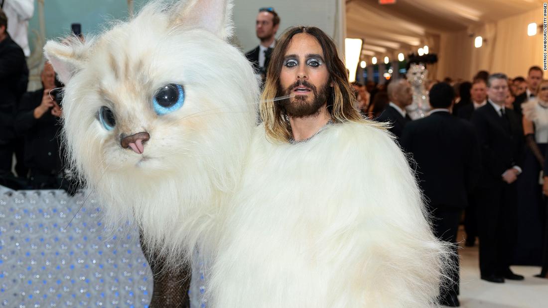 NextImg:Doja Cat and Jared Leto dressed up like Karl Lagerfeld's cat for the Met Gala