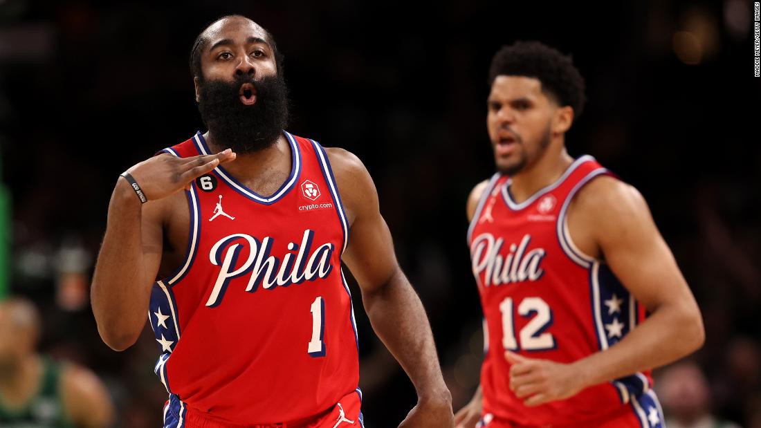 NextImg:James Harden scores 45 points to lift Joel Embiid-less Philadelphia 76ers past Boston Celtics in Game 1
