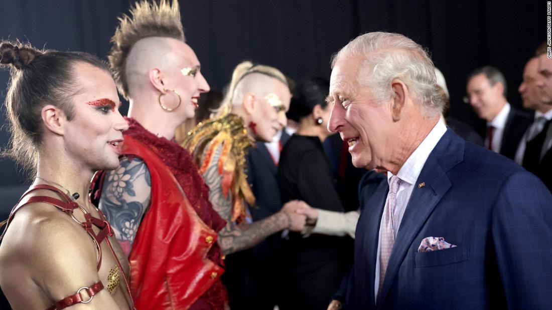 The King greets the band Lords of The Lost during a reception in Hamburg, Germany, in March 2023. The King spent three days in Germany for what was &lt;a href=&quot;https://www.cnn.com/2023/03/29/europe/gallery/king-charles-visits-germany/index.html&quot; target=&quot;_blank&quot;&gt;his first overseas state visit as monarch&lt;/a&gt;.