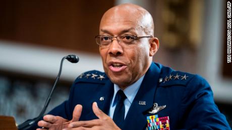 Air Force Chief of Staff Gen. Charles Q. Brown Jr. testifies during the Senate Armed Services Committee hearing on the &quot;Department of the Air Force in review of the Defense Authorization Request for Fiscal Year 2024 and the Future Years Defense Program,&quot; in Dirksen Building on May 2, 2023. 
