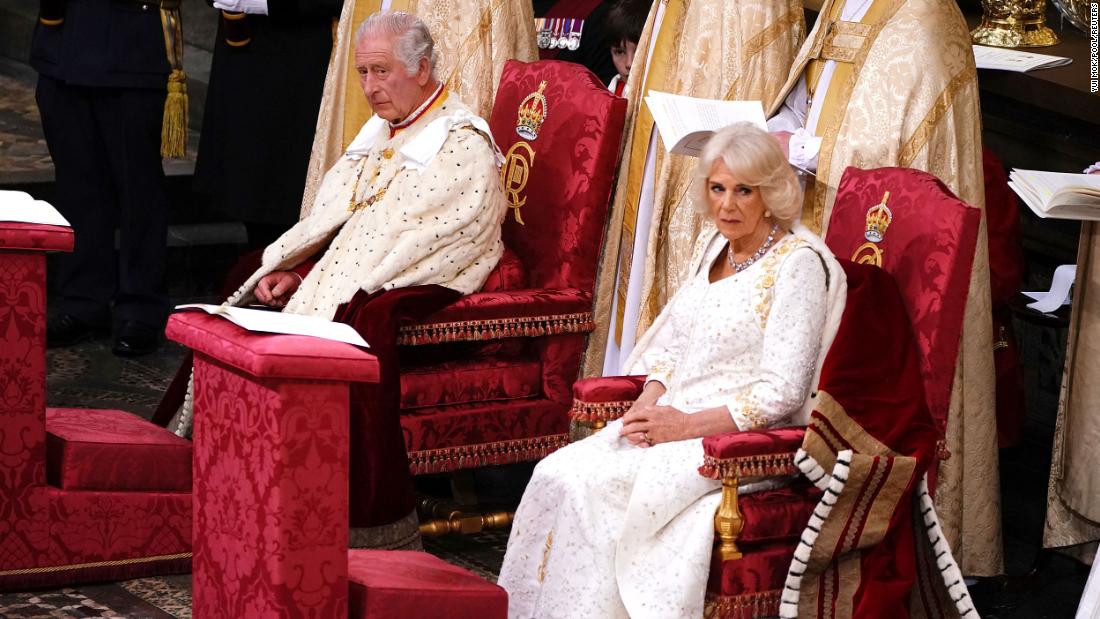 The King and Queen take part in the coronation ceremony.