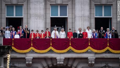 King Charles III stands on the balcony of Buckingham Palace on the day of his coronation in London, England, on May 6.