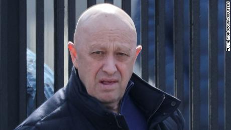 FILE PHOTO: Founder of Wagner private mercenary group Yevgeny Prigozhin leaves a cemetery before the funeral of a Russian military blogger who was killed in a bomb attack in a St Petersburg cafe, in Moscow, Russia, April 8, 2023. REUTERS/Yulia Morozova/File Photo
