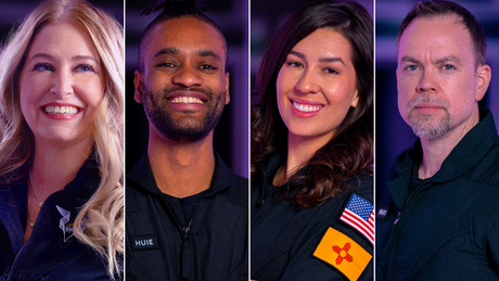 The passengers for Virgin Galactic&#39;s next missions to suborbital space are (from left) Beth Moses, Christopher Huie, Jamila Gilbert and Luke Mays.