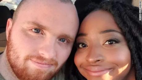 Garrett Foster, left, pictured with his fiancee Whitney Mitchell, was fatally shot at a Black Lives Matter protest in July 2020.