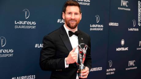 Lionel Messi attends at red carpet during Laureus World Sports Awards at Cour VendÃ&#39;me , Paris, France, On May 08 2023.//03PARIENTE_0953153/Credit:JP PARIENTE/SIPA/2305091004 (Sipa via AP Images)
