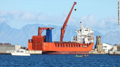 Russian roll-on/roll-off container carrier &#39;Lady R&#39; docks at Simon&#39;s Town Naval Base, in Cape Town, South Africa, December 7, 2022. REUTERS/Esa Alexander