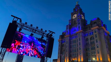 The city&#39;s famous Liver building as the contest nears.