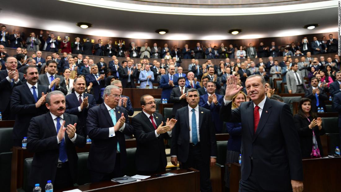 Erdogan attends a parliamentary group meeting of the Justice and Development Party in May 2014. A few months later, he was elected president in Turkey&#39;s first-ever direct elections.