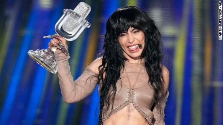 Loreen of Sweden celebrates with the trophy after winning the Grand Final of the Eurovision Song Contest in Liverpool.