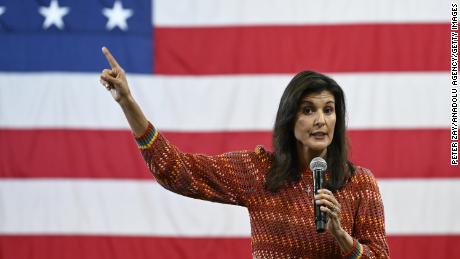 Republican presidential candidate and former South Carolina Gov. Nikki Haley holds a rally in Greer, South Carolina, on May 4, 2023.