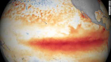 Ocean temperatures in the tropical Pacific warmed by a strong El Niño in January 2016.