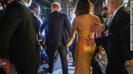 Prince Harry and Meghan say they were chased by photographers for two hours after leaving an event in New York.