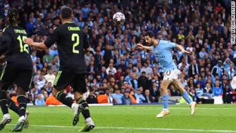 Manchester City&#39;s Bernardo Silva scores his second goal of a scintillating first half. 