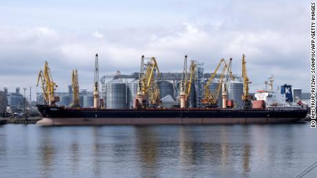 A bulk carrier ship at the grain terminal of the port of Odesa, Ukraine, in April.