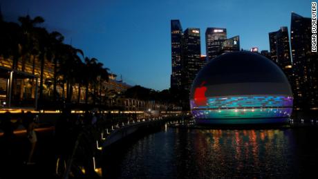 A view of an Apple store at Marina Bay Sands in Singapore in 2020. Buyers from other Southeast Asian countries without their own Apple stores typically line up outside such outlets to buy devices for resale, according to an analyst.