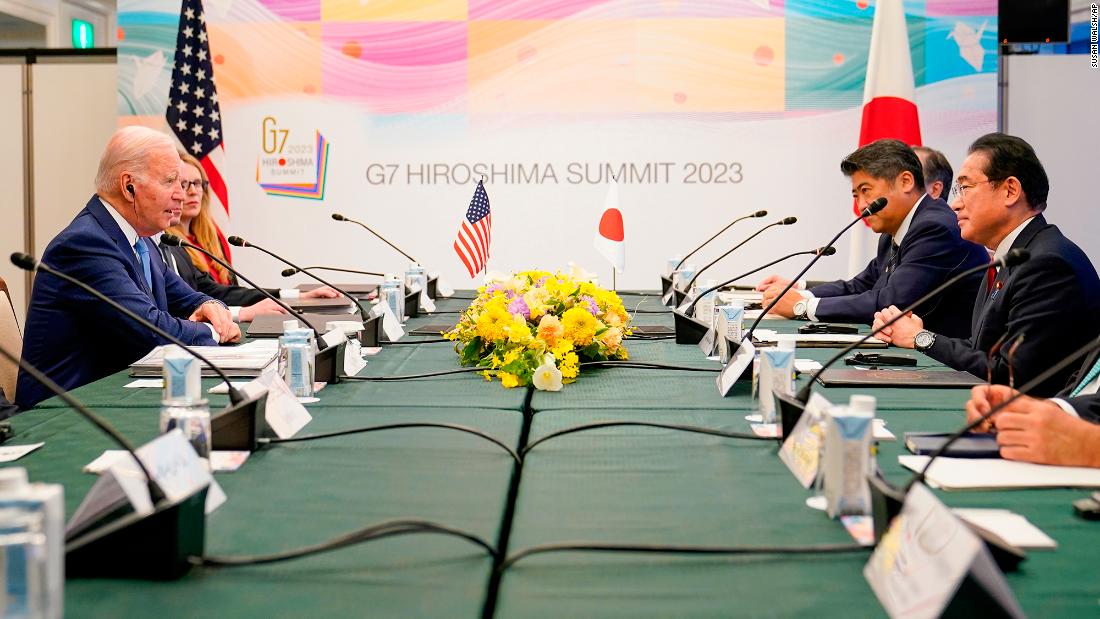 Biden holds a bilateral meeting with Kishida in Hiroshima on May 18, ahead of the start of the G-7 Summit. 