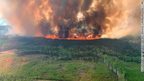 The Bald Mountain Wildfire burns in the Grande Prairie Forest Area on Friday, May 12, 2023 this handout image provided by the Government of Alberta. (Government of Alberta Fire Service/Canadian Press via AP)