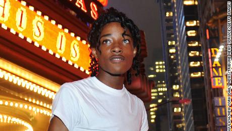 Jordan Neely is pictured before going to see the Michael Jackson movie outside the Regal Cinemas in Times Square, New York, in 2009. 