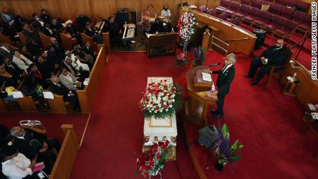 The Rev. Al Sharpton gives a eulogy at Neely&#39;s funeral. 