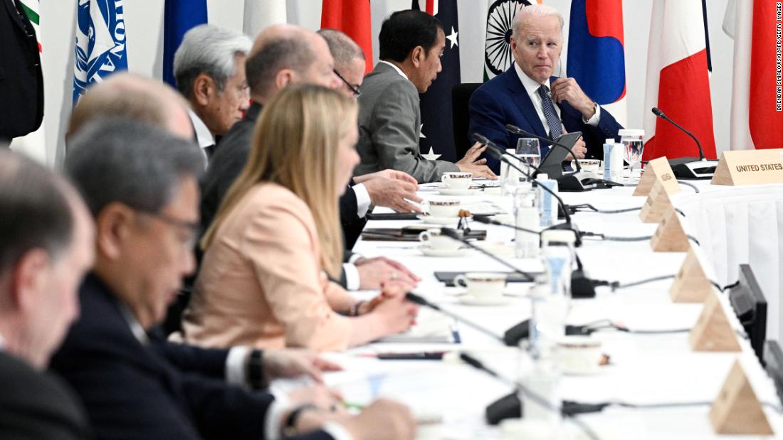 Biden takes part in a Partnership for Global Infrastructure and Investment event during the G7 on Saturday.