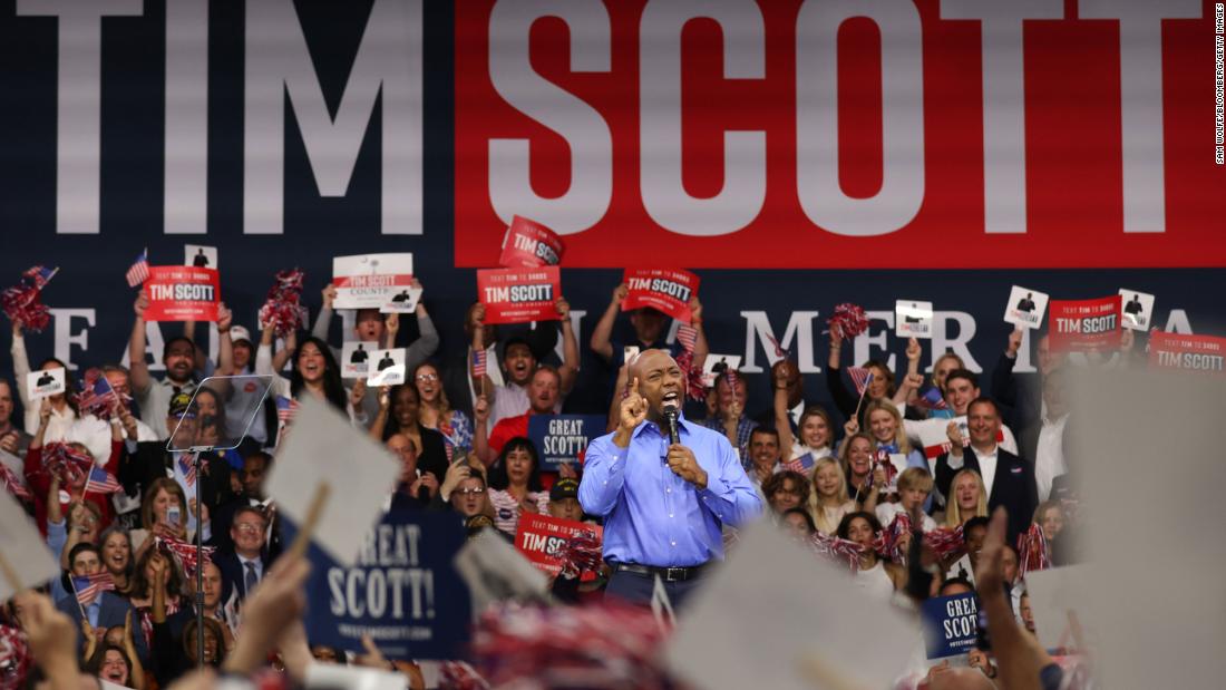 Scott &lt;a href=&quot;https://www.cnn.com/2023/05/22/politics/tim-scott-2024-presidential-campaign/index.html&quot; target=&quot;_blank&quot;&gt;formally announces his presidential run&lt;/a&gt; in his hometown of North Charleston, South Carolina, in May 2023. &quot;Our party and our nation are standing at a time for choosing,&quot; Scott said. &quot;Victimhood or victory? Grievance or greatness? I choose freedom and hope and opportunity.&quot;