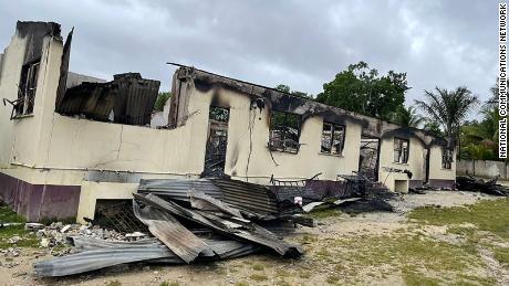 The school was severely damaged after the blaze, pictures showed.