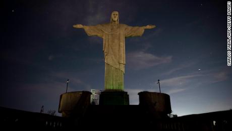 Lights at the Christ the Redeemer statue were turned off on Monday.