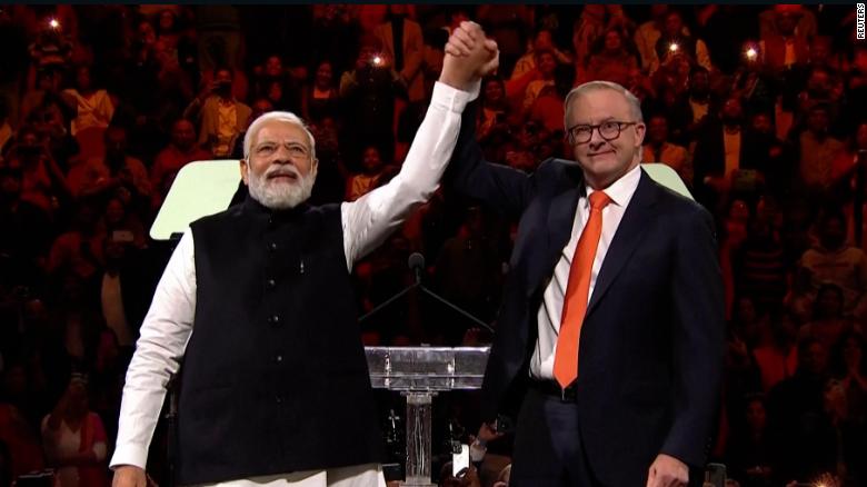 Australian leader gives Indian Prime Minister a rock star welcome