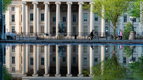 The US Treasury building in Washington, DC