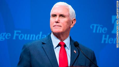 Former Vice President Mike Pence delivers a speech at The Heritage Foundation in Washington on October 19, 2022.