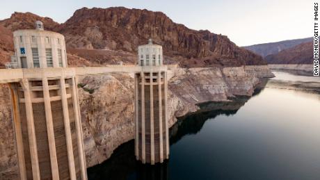 The Hoover Dam on September 16, 2022, in Boulder City, Nevada. Climate change fueled drought has pushed Lake Mead&#39;s water levels to historic lows.