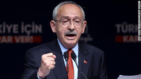 Leader of the Republican People&#39;s Party (CHP) and the joint presidential candidate of the Nation Alliance, Kemal Kilicdaroglu gives a press conference in Ankara on May 18.