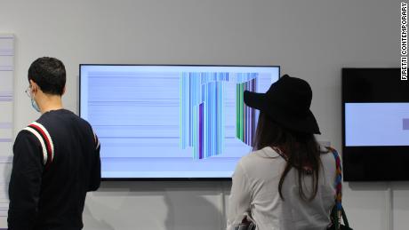 An animated NFT of &quot;Virtually Fragile,&quot; by British artist Josh Rowell, on display at the &quot;Breaking Boundaries&quot; exhibition at Firetti Contemporary in 2022.