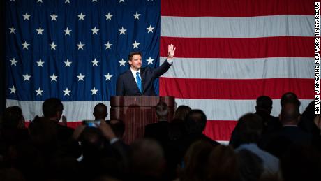 Gov. Ron DeSantis delivers keynote remarks at an event hosted by Peoria County Republicans in Peoria, Ill. on Friday, May 12, 2023.