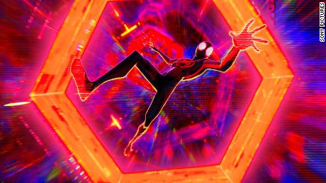 Spider-Man (voiced by Shamiek Moore) in &quot;Spider-Man: Across the Spider-Verse.&quot;