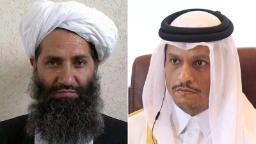 230531155421 hibatullah akhundzada mohammed bin abdulrahman bin jassim al thani split hp video Qatar's prime minister met with top Taliban leader in Afghanistan earlier this month, sources say
