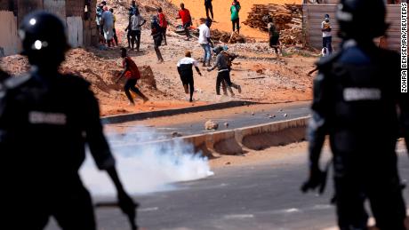 Supporters of Senegal opposition leader Ousmane Sonko clash with security forces after Sonko was sentenced to prison in Dakar, Senegal June 2, 2023.