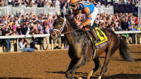 Irad Ortiz Jr. rides Forte to victory during the Breeders&#39; Cup Juvenile race at Keenelend Race Course, on Nov. 4, 2022, in Lexington, Kentucky.