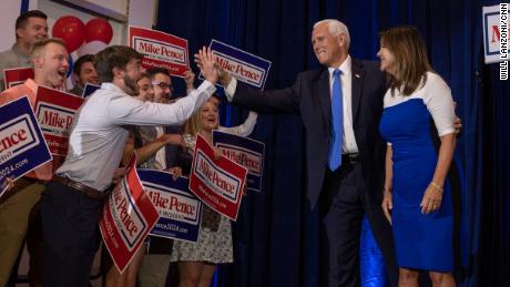 Former Vice President Mike Pence greets supporters on June 7, 2023, in Ankeny, Iowa, where he formally announced his candidacy for president.